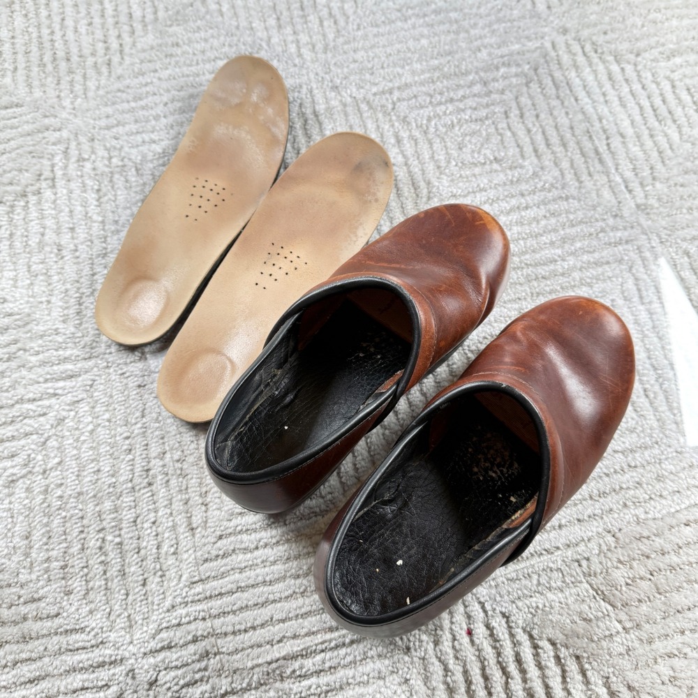 Ana-Tech Leather Clogs Womens 11 US Brown Slip On Work Shoes Mules 42 Distressed - Picture 10 of 13